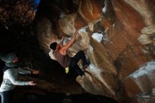 Bouldering in Hueco Tanks on 01/13/2019 with Blue Lizard Climbing and Yoga

Filename: SRM_20190113_1727550.jpg
Aperture: f/8.0
Shutter Speed: 1/250
Body: Canon EOS-1D Mark II
Lens: Canon EF 16-35mm f/2.8 L