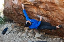 Bouldering in Hueco Tanks on 01/14/2019 with Blue Lizard Climbing and Yoga

Filename: SRM_20190114_1058200.jpg
Aperture: f/3.2
Shutter Speed: 1/250
Body: Canon EOS-1D Mark II
Lens: Canon EF 50mm f/1.8 II