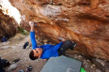 Bouldering in Hueco Tanks on 01/14/2019 with Blue Lizard Climbing and Yoga

Filename: SRM_20190114_1145260.jpg
Aperture: f/4.5
Shutter Speed: 1/250
Body: Canon EOS-1D Mark II
Lens: Canon EF 16-35mm f/2.8 L