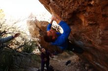 Bouldering in Hueco Tanks on 01/14/2019 with Blue Lizard Climbing and Yoga

Filename: SRM_20190114_1145350.jpg
Aperture: f/8.0
Shutter Speed: 1/250
Body: Canon EOS-1D Mark II
Lens: Canon EF 16-35mm f/2.8 L