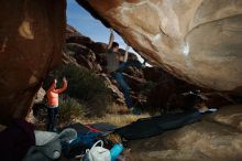Bouldering in Hueco Tanks on 01/14/2019 with Blue Lizard Climbing and Yoga

Filename: SRM_20190114_1354160.jpg
Aperture: f/8.0
Shutter Speed: 1/250
Body: Canon EOS-1D Mark II
Lens: Canon EF 16-35mm f/2.8 L