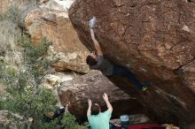 Bouldering in Hueco Tanks on 01/14/2019 with Blue Lizard Climbing and Yoga

Filename: SRM_20190114_1649010.jpg
Aperture: f/3.2
Shutter Speed: 1/320
Body: Canon EOS-1D Mark II
Lens: Canon EF 50mm f/1.8 II