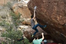 Bouldering in Hueco Tanks on 01/14/2019 with Blue Lizard Climbing and Yoga

Filename: SRM_20190114_1649090.jpg
Aperture: f/3.2
Shutter Speed: 1/320
Body: Canon EOS-1D Mark II
Lens: Canon EF 50mm f/1.8 II