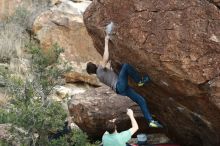 Bouldering in Hueco Tanks on 01/14/2019 with Blue Lizard Climbing and Yoga

Filename: SRM_20190114_1649100.jpg
Aperture: f/3.2
Shutter Speed: 1/320
Body: Canon EOS-1D Mark II
Lens: Canon EF 50mm f/1.8 II