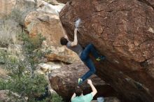 Bouldering in Hueco Tanks on 01/14/2019 with Blue Lizard Climbing and Yoga

Filename: SRM_20190114_1649110.jpg
Aperture: f/3.2
Shutter Speed: 1/320
Body: Canon EOS-1D Mark II
Lens: Canon EF 50mm f/1.8 II