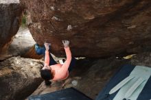 Bouldering in Hueco Tanks on 01/14/2019 with Blue Lizard Climbing and Yoga

Filename: SRM_20190114_1702550.jpg
Aperture: f/3.2
Shutter Speed: 1/250
Body: Canon EOS-1D Mark II
Lens: Canon EF 50mm f/1.8 II