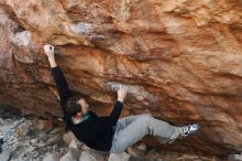 Bouldering in Hueco Tanks on 01/14/2019 with Blue Lizard Climbing and Yoga

Filename: SRM_20190114_1057100.jpg
Aperture: f/3.2
Shutter Speed: 1/250
Body: Canon EOS-1D Mark II
Lens: Canon EF 50mm f/1.8 II