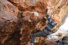 Bouldering in Hueco Tanks on 01/14/2019 with Blue Lizard Climbing and Yoga

Filename: SRM_20190114_1107520.jpg
Aperture: f/2.8
Shutter Speed: 1/250
Body: Canon EOS-1D Mark II
Lens: Canon EF 50mm f/1.8 II