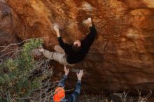 Bouldering in Hueco Tanks on 01/14/2019 with Blue Lizard Climbing and Yoga

Filename: SRM_20190114_1128030.jpg
Aperture: f/4.0
Shutter Speed: 1/250
Body: Canon EOS-1D Mark II
Lens: Canon EF 50mm f/1.8 II