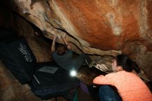 Bouldering in Hueco Tanks on 01/14/2019 with Blue Lizard Climbing and Yoga

Filename: SRM_20190114_1304340.jpg
Aperture: f/8.0
Shutter Speed: 1/250
Body: Canon EOS-1D Mark II
Lens: Canon EF 16-35mm f/2.8 L