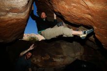 Bouldering in Hueco Tanks on 01/14/2019 with Blue Lizard Climbing and Yoga

Filename: SRM_20190114_1326480.jpg
Aperture: f/8.0
Shutter Speed: 1/250
Body: Canon EOS-1D Mark II
Lens: Canon EF 16-35mm f/2.8 L