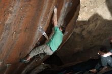 Bouldering in Hueco Tanks on 01/14/2019 with Blue Lizard Climbing and Yoga

Filename: SRM_20190114_1540000.jpg
Aperture: f/4.0
Shutter Speed: 1/250
Body: Canon EOS-1D Mark II
Lens: Canon EF 50mm f/1.8 II