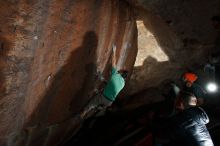 Bouldering in Hueco Tanks on 01/14/2019 with Blue Lizard Climbing and Yoga

Filename: SRM_20190114_1547260.jpg
Aperture: f/5.6
Shutter Speed: 1/250
Body: Canon EOS-1D Mark II
Lens: Canon EF 16-35mm f/2.8 L