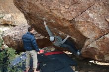 Bouldering in Hueco Tanks on 01/14/2019 with Blue Lizard Climbing and Yoga

Filename: SRM_20190114_1639130.jpg
Aperture: f/2.2
Shutter Speed: 1/400
Body: Canon EOS-1D Mark II
Lens: Canon EF 50mm f/1.8 II