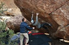 Bouldering in Hueco Tanks on 01/14/2019 with Blue Lizard Climbing and Yoga

Filename: SRM_20190114_1639200.jpg
Aperture: f/2.5
Shutter Speed: 1/400
Body: Canon EOS-1D Mark II
Lens: Canon EF 50mm f/1.8 II