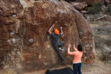 Bouldering in Hueco Tanks on 01/14/2019 with Blue Lizard Climbing and Yoga

Filename: SRM_20190114_1752020.jpg
Aperture: f/5.6
Shutter Speed: 1/250
Body: Canon EOS-1D Mark II
Lens: Canon EF 16-35mm f/2.8 L