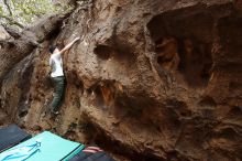 Bouldering in Hueco Tanks on 01/18/2019 with Blue Lizard Climbing and Yoga

Filename: SRM_20190118_1222180.jpg
Aperture: f/5.0
Shutter Speed: 1/100
Body: Canon EOS-1D Mark II
Lens: Canon EF 16-35mm f/2.8 L