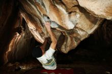 Bouldering in Hueco Tanks on 01/18/2019 with Blue Lizard Climbing and Yoga

Filename: SRM_20190118_1432400.jpg
Aperture: f/8.0
Shutter Speed: 1/250
Body: Canon EOS-1D Mark II
Lens: Canon EF 16-35mm f/2.8 L