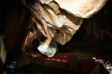 Bouldering in Hueco Tanks on 01/18/2019 with Blue Lizard Climbing and Yoga

Filename: SRM_20190118_1442300.jpg
Aperture: f/8.0
Shutter Speed: 1/250
Body: Canon EOS-1D Mark II
Lens: Canon EF 16-35mm f/2.8 L