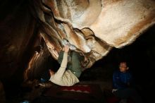 Bouldering in Hueco Tanks on 01/18/2019 with Blue Lizard Climbing and Yoga

Filename: SRM_20190118_1458260.jpg
Aperture: f/8.0
Shutter Speed: 1/250
Body: Canon EOS-1D Mark II
Lens: Canon EF 16-35mm f/2.8 L