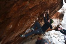 Bouldering in Hueco Tanks on 01/18/2019 with Blue Lizard Climbing and Yoga

Filename: SRM_20190118_1607140.jpg
Aperture: f/1.8
Shutter Speed: 1/125
Body: Canon EOS-1D Mark II
Lens: Canon EF 50mm f/1.8 II