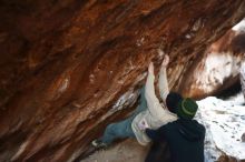 Bouldering in Hueco Tanks on 01/18/2019 with Blue Lizard Climbing and Yoga

Filename: SRM_20190118_1609490.jpg
Aperture: f/1.8
Shutter Speed: 1/100
Body: Canon EOS-1D Mark II
Lens: Canon EF 50mm f/1.8 II