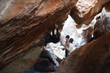 Bouldering in Hueco Tanks on 01/18/2019 with Blue Lizard Climbing and Yoga

Filename: SRM_20190118_1615070.jpg
Aperture: f/2.2
Shutter Speed: 1/160
Body: Canon EOS-1D Mark II
Lens: Canon EF 50mm f/1.8 II