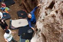 Bouldering in Hueco Tanks on 01/18/2019 with Blue Lizard Climbing and Yoga

Filename: SRM_20190118_1226570.jpg
Aperture: f/9.0
Shutter Speed: 1/100
Body: Canon EOS-1D Mark II
Lens: Canon EF 16-35mm f/2.8 L