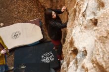 Bouldering in Hueco Tanks on 01/18/2019 with Blue Lizard Climbing and Yoga

Filename: SRM_20190118_1251360.jpg
Aperture: f/4.5
Shutter Speed: 1/250
Body: Canon EOS-1D Mark II
Lens: Canon EF 50mm f/1.8 II