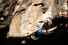 Bouldering in Hueco Tanks on 01/18/2019 with Blue Lizard Climbing and Yoga

Filename: SRM_20190118_1303560.jpg
Aperture: f/4.5
Shutter Speed: 1/1000
Body: Canon EOS-1D Mark II
Lens: Canon EF 50mm f/1.8 II