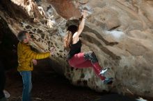 Bouldering in Hueco Tanks on 01/18/2019 with Blue Lizard Climbing and Yoga

Filename: SRM_20190118_1323080.jpg
Aperture: f/5.6
Shutter Speed: 1/200
Body: Canon EOS-1D Mark II
Lens: Canon EF 50mm f/1.8 II