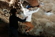 Bouldering in Hueco Tanks on 01/18/2019 with Blue Lizard Climbing and Yoga

Filename: SRM_20190118_1332370.jpg
Aperture: f/6.3
Shutter Speed: 1/250
Body: Canon EOS-1D Mark II
Lens: Canon EF 50mm f/1.8 II