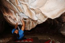 Bouldering in Hueco Tanks on 01/18/2019 with Blue Lizard Climbing and Yoga

Filename: SRM_20190118_1400090.jpg
Aperture: f/8.0
Shutter Speed: 1/250
Body: Canon EOS-1D Mark II
Lens: Canon EF 16-35mm f/2.8 L