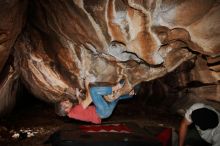 Bouldering in Hueco Tanks on 01/18/2019 with Blue Lizard Climbing and Yoga

Filename: SRM_20190118_1414250.jpg
Aperture: f/8.0
Shutter Speed: 1/250
Body: Canon EOS-1D Mark II
Lens: Canon EF 16-35mm f/2.8 L