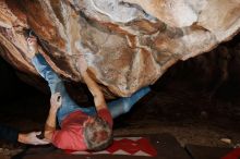 Bouldering in Hueco Tanks on 01/18/2019 with Blue Lizard Climbing and Yoga

Filename: SRM_20190118_1423300.jpg
Aperture: f/8.0
Shutter Speed: 1/250
Body: Canon EOS-1D Mark II
Lens: Canon EF 16-35mm f/2.8 L