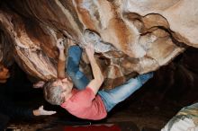 Bouldering in Hueco Tanks on 01/18/2019 with Blue Lizard Climbing and Yoga

Filename: SRM_20190118_1430060.jpg
Aperture: f/8.0
Shutter Speed: 1/250
Body: Canon EOS-1D Mark II
Lens: Canon EF 16-35mm f/2.8 L