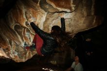 Bouldering in Hueco Tanks on 01/18/2019 with Blue Lizard Climbing and Yoga

Filename: SRM_20190118_1441170.jpg
Aperture: f/8.0
Shutter Speed: 1/250
Body: Canon EOS-1D Mark II
Lens: Canon EF 16-35mm f/2.8 L