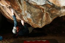 Bouldering in Hueco Tanks on 01/18/2019 with Blue Lizard Climbing and Yoga

Filename: SRM_20190118_1448260.jpg
Aperture: f/8.0
Shutter Speed: 1/250
Body: Canon EOS-1D Mark II
Lens: Canon EF 16-35mm f/2.8 L