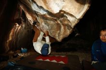 Bouldering in Hueco Tanks on 01/18/2019 with Blue Lizard Climbing and Yoga

Filename: SRM_20190118_1501370.jpg
Aperture: f/8.0
Shutter Speed: 1/250
Body: Canon EOS-1D Mark II
Lens: Canon EF 16-35mm f/2.8 L