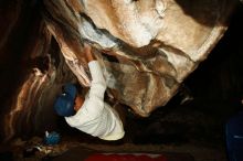 Bouldering in Hueco Tanks on 01/18/2019 with Blue Lizard Climbing and Yoga

Filename: SRM_20190118_1502240.jpg
Aperture: f/8.0
Shutter Speed: 1/250
Body: Canon EOS-1D Mark II
Lens: Canon EF 16-35mm f/2.8 L