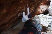 Bouldering in Hueco Tanks on 01/18/2019 with Blue Lizard Climbing and Yoga

Filename: SRM_20190118_1601140.jpg
Aperture: f/2.5
Shutter Speed: 1/125
Body: Canon EOS-1D Mark II
Lens: Canon EF 50mm f/1.8 II