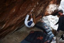Bouldering in Hueco Tanks on 01/18/2019 with Blue Lizard Climbing and Yoga

Filename: SRM_20190118_1602050.jpg
Aperture: f/2.2
Shutter Speed: 1/125
Body: Canon EOS-1D Mark II
Lens: Canon EF 50mm f/1.8 II