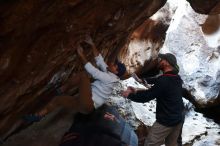 Bouldering in Hueco Tanks on 01/18/2019 with Blue Lizard Climbing and Yoga

Filename: SRM_20190118_1602110.jpg
Aperture: f/2.8
Shutter Speed: 1/125
Body: Canon EOS-1D Mark II
Lens: Canon EF 50mm f/1.8 II