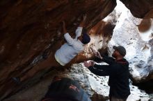 Bouldering in Hueco Tanks on 01/18/2019 with Blue Lizard Climbing and Yoga

Filename: SRM_20190118_1602160.jpg
Aperture: f/2.8
Shutter Speed: 1/125
Body: Canon EOS-1D Mark II
Lens: Canon EF 50mm f/1.8 II