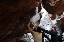 Bouldering in Hueco Tanks on 01/18/2019 with Blue Lizard Climbing and Yoga

Filename: SRM_20190118_1602280.jpg
Aperture: f/3.2
Shutter Speed: 1/125
Body: Canon EOS-1D Mark II
Lens: Canon EF 50mm f/1.8 II