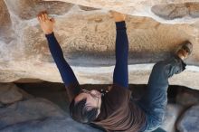 Bouldering in Hueco Tanks on 01/19/2019 with Blue Lizard Climbing and Yoga

Filename: SRM_20190119_1118180.jpg
Aperture: f/3.2
Shutter Speed: 1/500
Body: Canon EOS-1D Mark II
Lens: Canon EF 50mm f/1.8 II