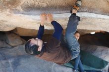 Bouldering in Hueco Tanks on 01/19/2019 with Blue Lizard Climbing and Yoga

Filename: SRM_20190119_1127030.jpg
Aperture: f/3.2
Shutter Speed: 1/400
Body: Canon EOS-1D Mark II
Lens: Canon EF 50mm f/1.8 II