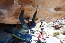 Bouldering in Hueco Tanks on 01/19/2019 with Blue Lizard Climbing and Yoga

Filename: SRM_20190119_1220180.jpg
Aperture: f/3.5
Shutter Speed: 1/1000
Body: Canon EOS-1D Mark II
Lens: Canon EF 16-35mm f/2.8 L