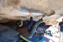 Bouldering in Hueco Tanks on 01/19/2019 with Blue Lizard Climbing and Yoga

Filename: SRM_20190119_1225150.jpg
Aperture: f/5.0
Shutter Speed: 1/320
Body: Canon EOS-1D Mark II
Lens: Canon EF 16-35mm f/2.8 L