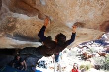 Bouldering in Hueco Tanks on 01/19/2019 with Blue Lizard Climbing and Yoga

Filename: SRM_20190119_1225280.jpg
Aperture: f/5.6
Shutter Speed: 1/320
Body: Canon EOS-1D Mark II
Lens: Canon EF 16-35mm f/2.8 L